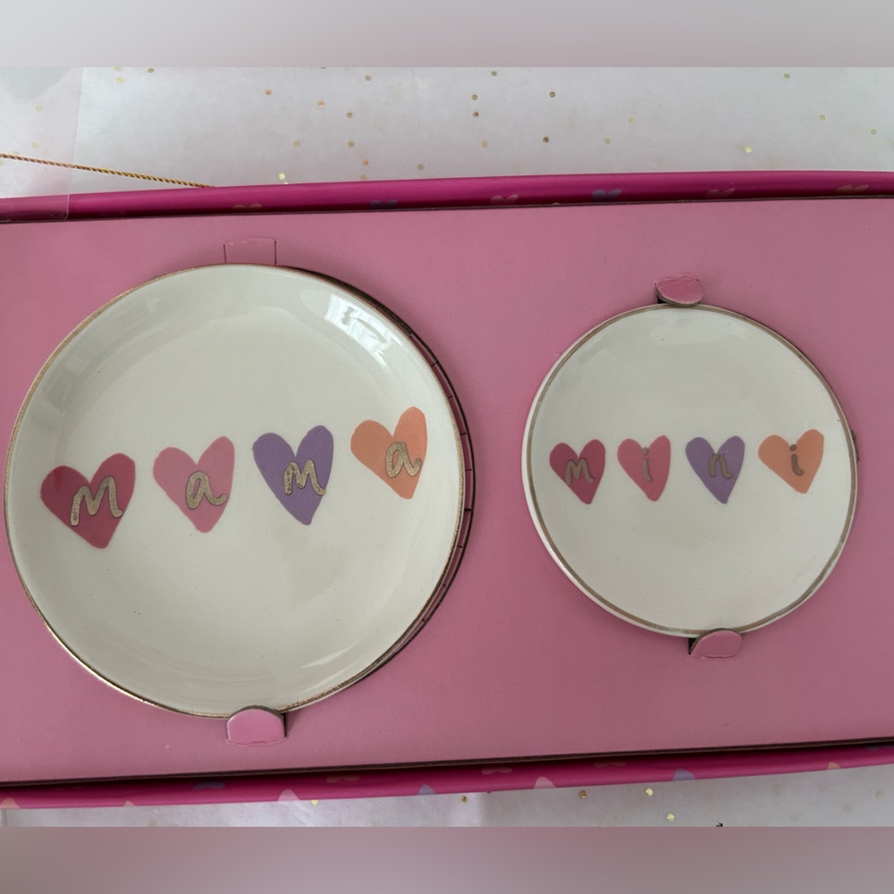 Mothers Day Mama & Mini Trinket Tray Dish Set/Decorative Hearts Decor 💕